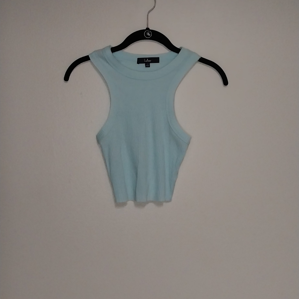 Lulu's Mint Ribbed Racerback Crop Top - Picture 3 of 6